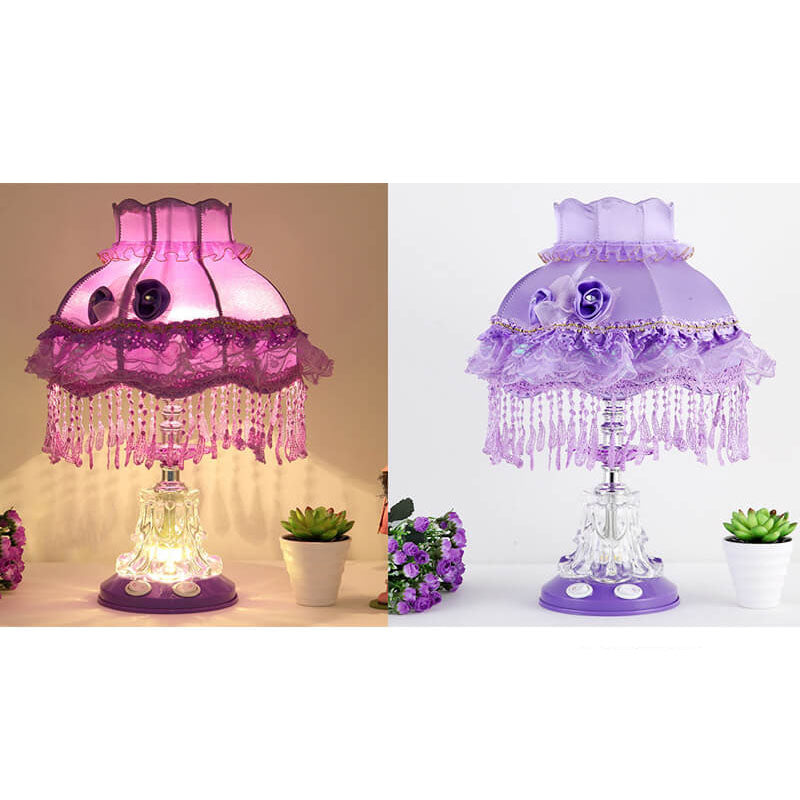 European Style Wedding Fabric Glass 1-Light Table Lamp