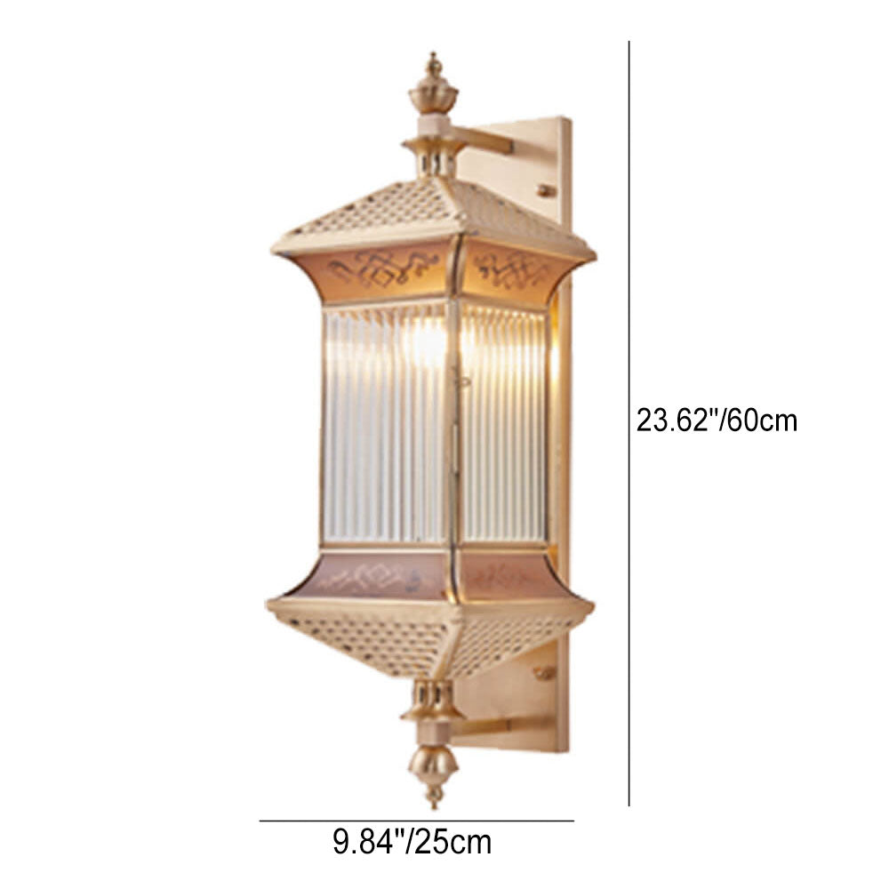 Contemporary Industrial Brass Finish Frame Glass Shade 1/3-Light Wall Sconce Lamp For Outdoor Patio