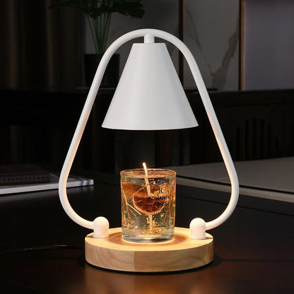 European Modern Aromatherapy Oak Glass Metal LED Melting Wax Table Lamp