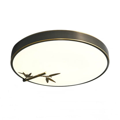 Modern Round Bamboo Pattern LED Flush Mount Ceiling Light