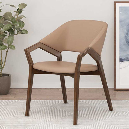 Contemporary Simplicity Square Artificial Leather Upholstered Wood Dining Chair Backrest Armrest For Dining Room