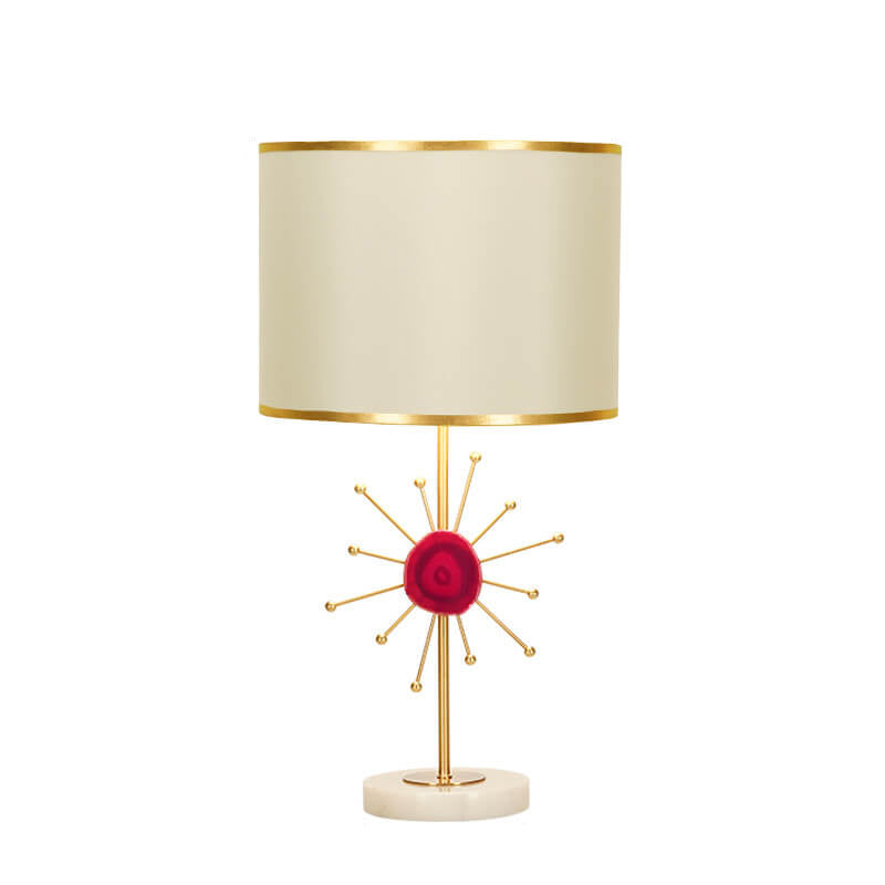 European Light Luxury Fabric Agate Base 1-Light Table Lamp