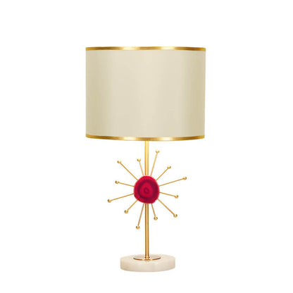 European Light Luxury Fabric Agate Base 1-Light Table Lamp