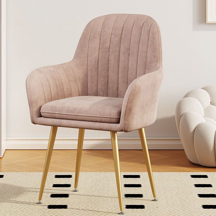 Contemporary Scandinavian Velvet PU Leather Sponge Emulsion Metal Square Vanity Stool Backrest Armrest For Bedroom