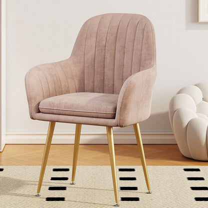 Contemporary Scandinavian Velvet PU Leather Sponge Emulsion Metal Square Vanity Stool Backrest Armrest For Bedroom