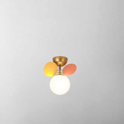 Modern Mid-century Acrylic Flower Decor Glass Ball Shade 1-Light Semi-Flush Mount Ceiling Light For Living Room