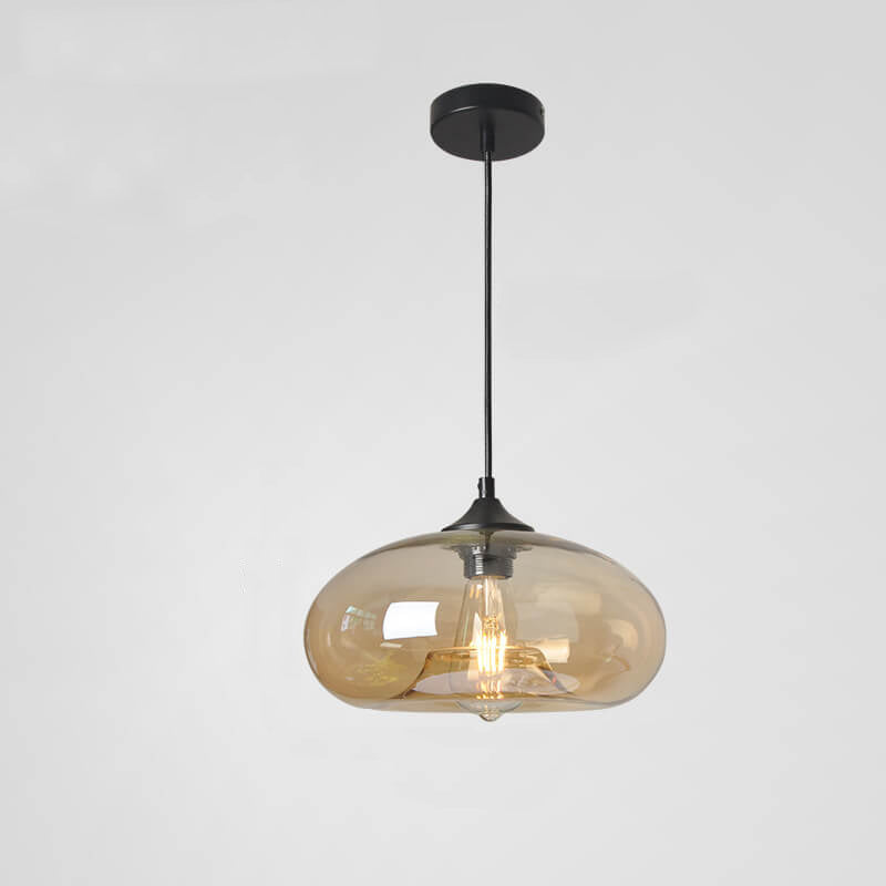 Creative Colored Glass Oval 1-Light Pendant Light