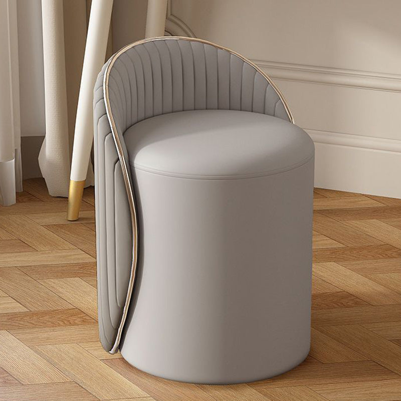 Modern Minimalist Cylinder Iron Nappa Leather Vanity Stool Backrest For Bedroom