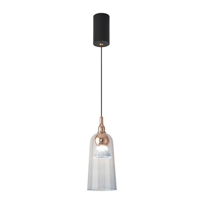 Contemporary Nordic Gradient Acrylic Cup Shade Aluminum LED Pendant Light For Dining Room