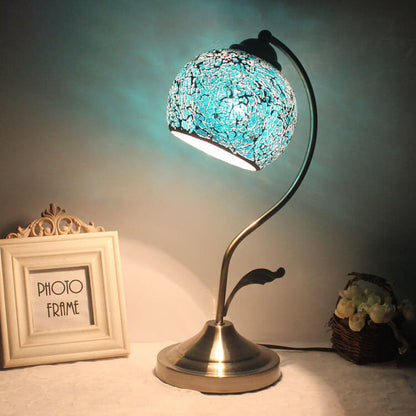 European Vintage Tiffany Round Head Glass Hardware 1-Light Table Lamp