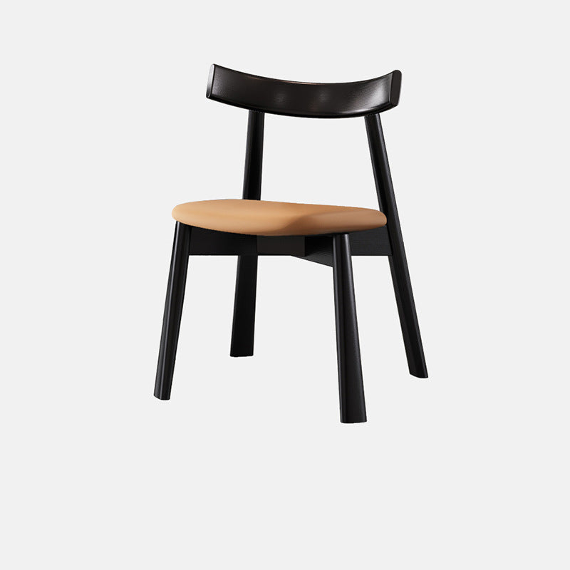 Contemporary Nordic Square Upholstered Curved Microfiber Leather Wood Dining Chair Backrest For Dining Room