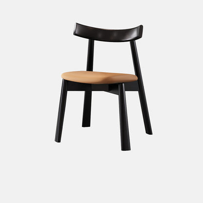 Contemporary Nordic Square Upholstered Curved Microfiber Leather Wood Dining Chair Backrest For Dining Room