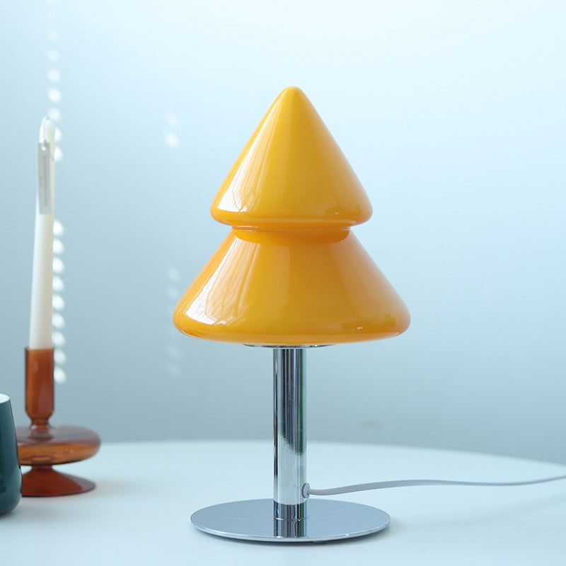Modern Art Deco Iron Glass Christmas Tree LED Table Lamp For Bedroom