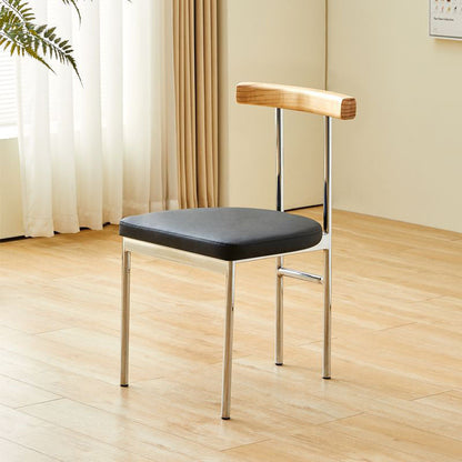 Contemporary Nordic Half Round Microfiber Leather Metal Wood Curved Backrest Dining Chair For Dining Room