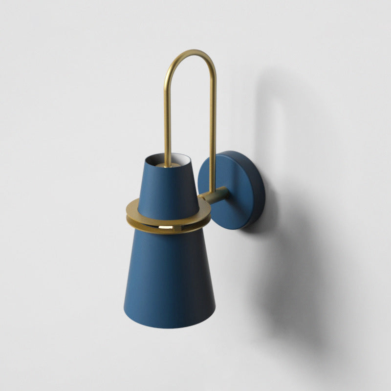 Contemporary Scandinavian Iron Cylinder Horn 1-Light Wall Sconce Lamp For Bedside
