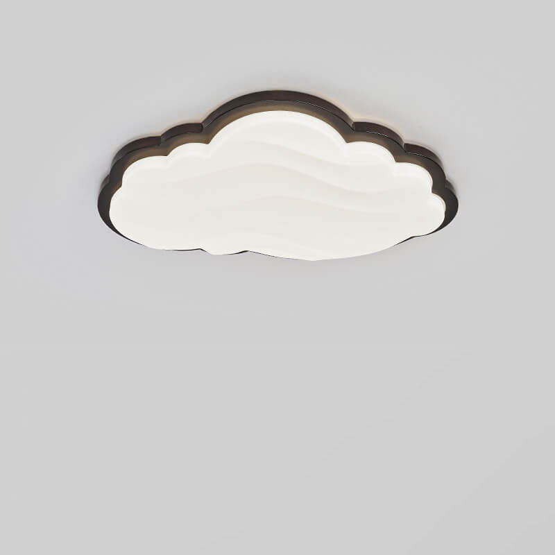 Modern Creative Pure White Cloud Star Wooden Acrylic LED Flush Mount Light