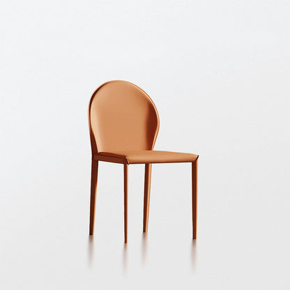 Modern Minimalist Square Half Oval Faux Leather Metal Dining Chair Backrest For Dining Room