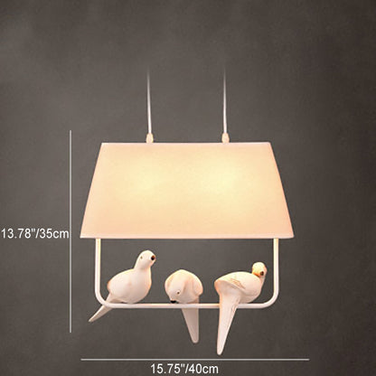 Contemporary Scandinavian Bird Iron Burlap Resin 1/2 Light Chandelier For Bedroom