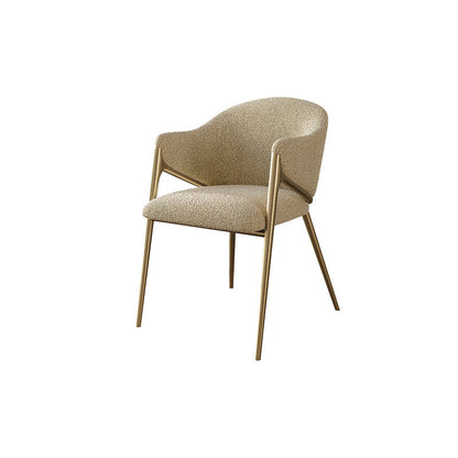 Contemporary Luxury Round Lambswool Carbon Steel Legs Dining Chair Backrest Armrest For Dining Room