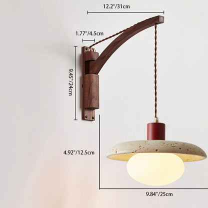 Japanese Wabi-Sabi Solid Wood Glass Horn 1-Light Wall Sconce Lamp