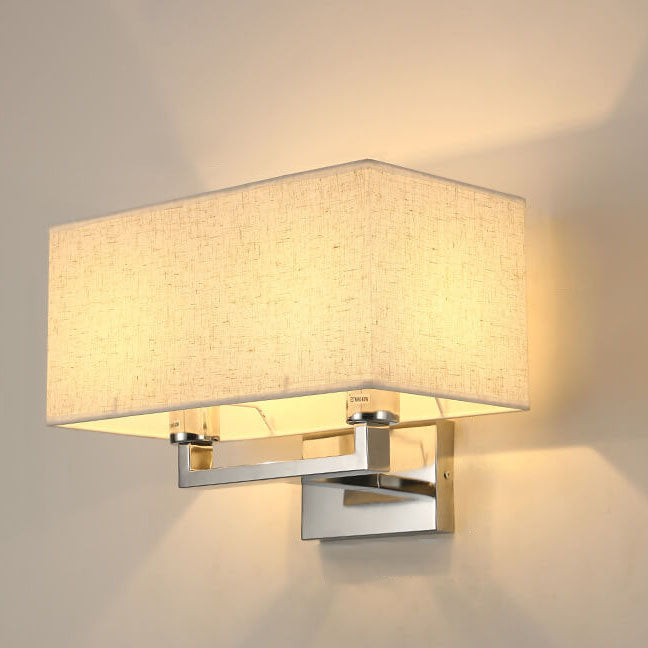Modern Minimalist Solid Color Rectangular Iron Fabric 1-Light Wall Sconce Lamp
