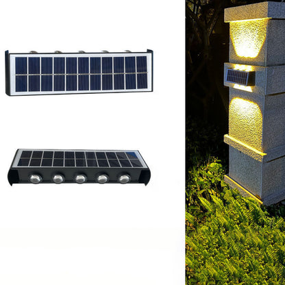 مصباح حائط LED مستطيل الشكل مقاوم للماء يعمل بالطاقة الشمسية بتصميم عصري بسيط مصنوع من مادة ABS PMMA للفناء الخارجي