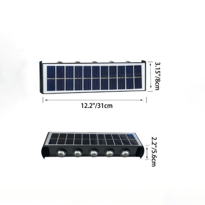 مصباح حائط LED مستطيل الشكل مقاوم للماء يعمل بالطاقة الشمسية بتصميم عصري بسيط مصنوع من مادة ABS PMMA للفناء الخارجي