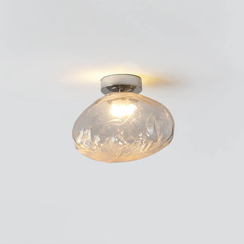 Nordic Creative Amber Glass Cloud Design LED Semi-Flush Mount Ceiling Light