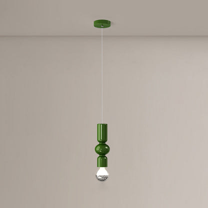 Contemporary Scandinavian Cream Iron Gourd Design LED Pendant Light For Bedroom