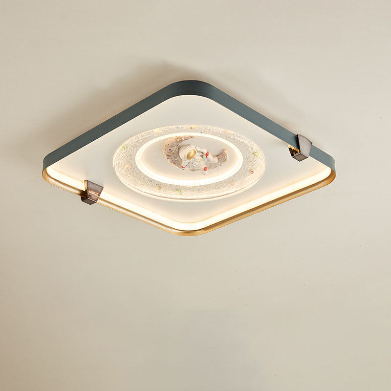Nordic Minimalist Astronaut Round Square Geometry LED Flush Mount Ceiling Light