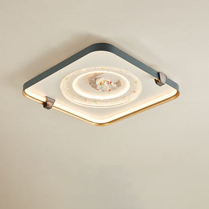 Nordic Minimalist Astronaut Round Square Geometry LED Flush Mount Ceiling Light