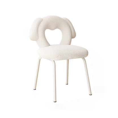 Modern Art Deco Hollow Dog Square Lambswool Wood Metal Vanity Stool Backrest Armless For Bedroom