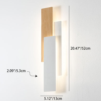 مصباح حائط LED بتصميم هندسي مستطيل الشكل وعصري وبسيط من الخشب 