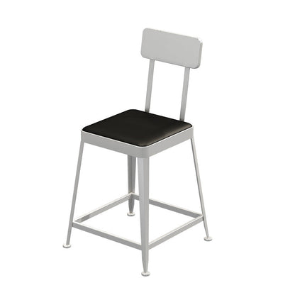 Modern Minimalist Square PU Leather Upholstered Iron Frame Bar Stool Backrest Footrest For Dining Room
