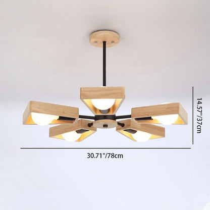 Contemporary Scandinavian Windmill Iron Wood 3/5/6/8 Light Chandelier For Living Room