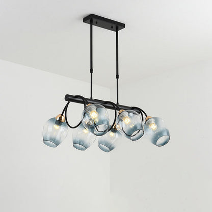 Nordic Light Luxury Gradient Glass Linear  6/8/10 Light Island Light Chandelier