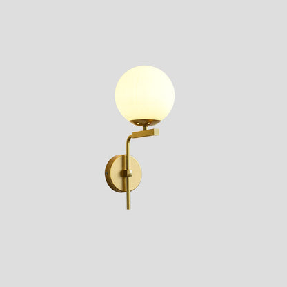 Nordic Simple Glass Round Ball Iron Right Angle Arm 1-Light Wall Sconce Lamp