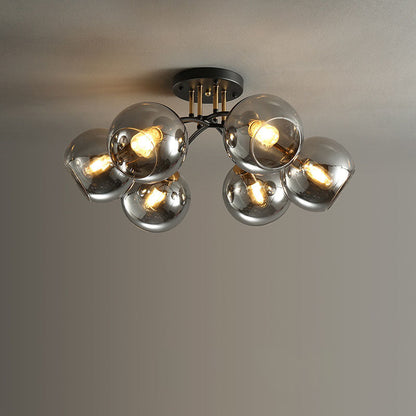Modern Light Luxury Glass Magic Bean Round 4/6/8 Light Semi-Flush Mount Ceiling Light