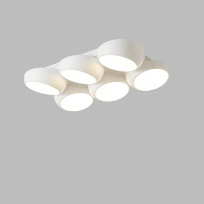 Scandinavian Modern Minimalist Iron Plastic Round LED Semi-Flush Mount Ceiling Light