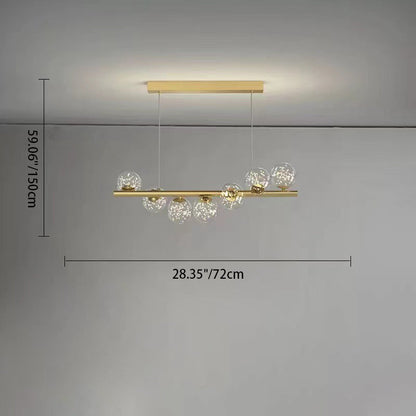 Contemporary Scandinavian Glass Magic Bean Long Strip 7/9/11 Light Island Light Chandelier For Dining Room