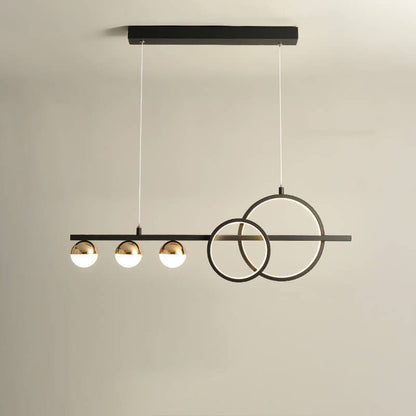 Modern Luxury Long Strip Round Globe Design LED Island Light Chandelier