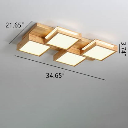 مصباح LED مربع بسيط من الخشب الصلب بتصميم نورديك 