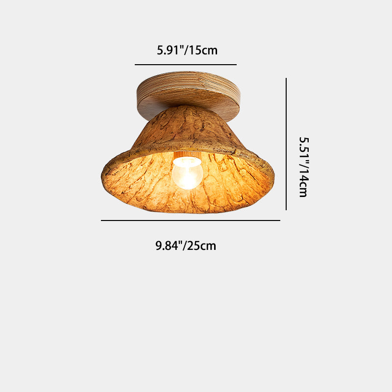 Traditional Vintage Lotus Leaf Resin Fiber Glass 1-Light Semi-Flush Mount Ceiling Light For Bedroom