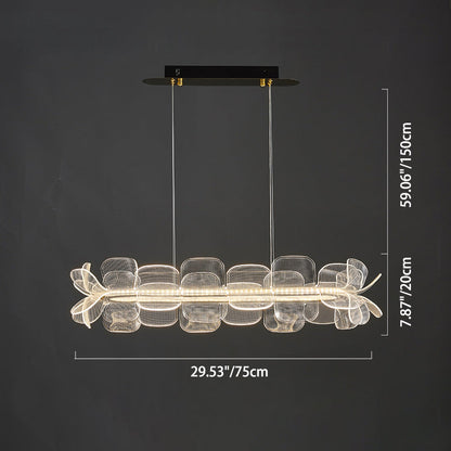 Modern Minimalist Round Flower Clear Metal Acrylic LED Island Light Chandelier For Dining Room