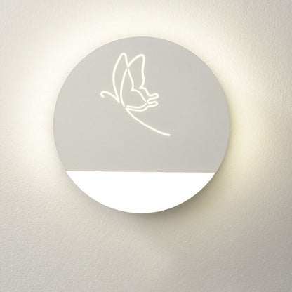 مصباح حائط LED دائري من الأكريليك بتصميم فراشة على شكل برسيم بأربع أوراق إبداعي من نورديك 