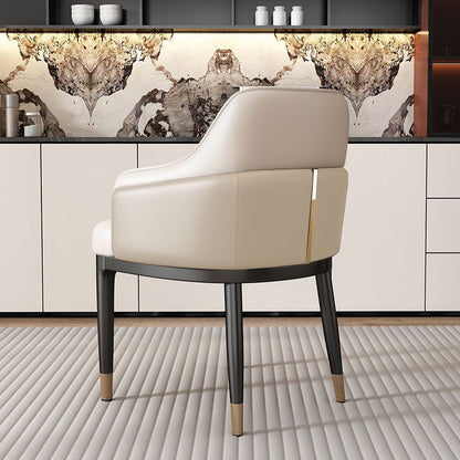 Modern Luxury Square Iron Metal Microfiber Leather Sponge Dining Chair Armrest Backrest Four Legs For Dining Room