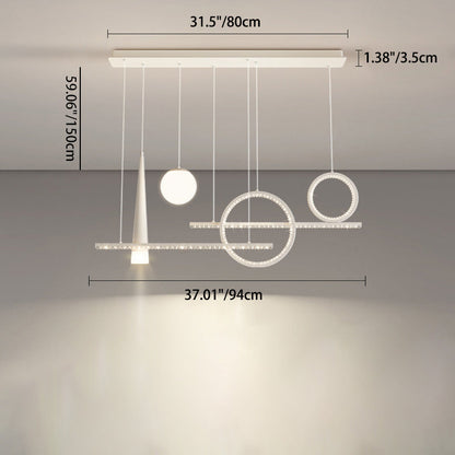 Contemporary Luxury Geometric Ring Glass Ball Shade LED Chandelier Island Light For Living Room