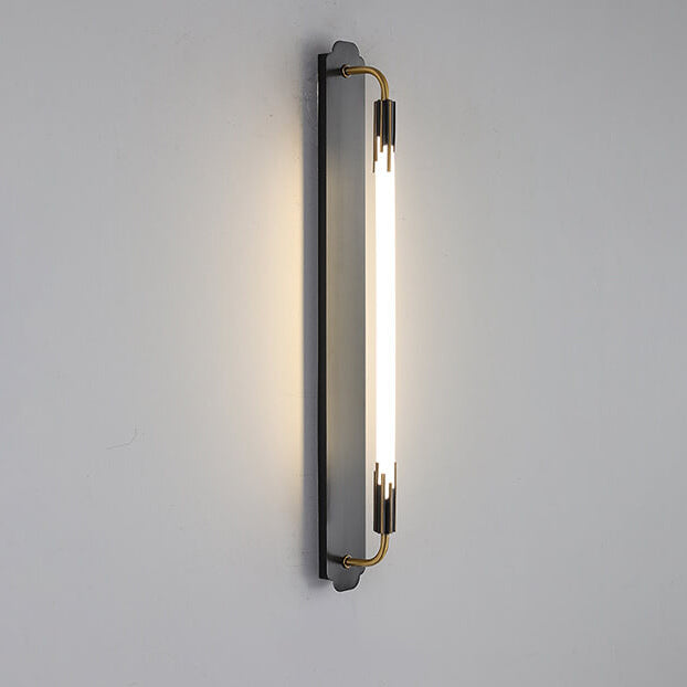 Modern Minimalist All Copper Straight Strip LED Wall Sconce Lamp