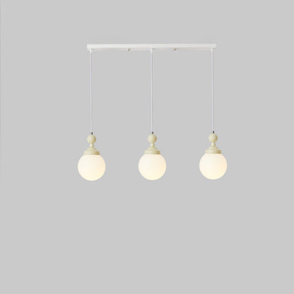 Contemporary Nordic Round Shade Iron Glass 1/3 Light Island Light Chandelier For Dining Room
