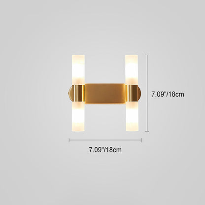 Contemporary Nordic Copper Acrylic Cylinder Ball 1/2/4 Light Wall Sconce Lamp For Living Room